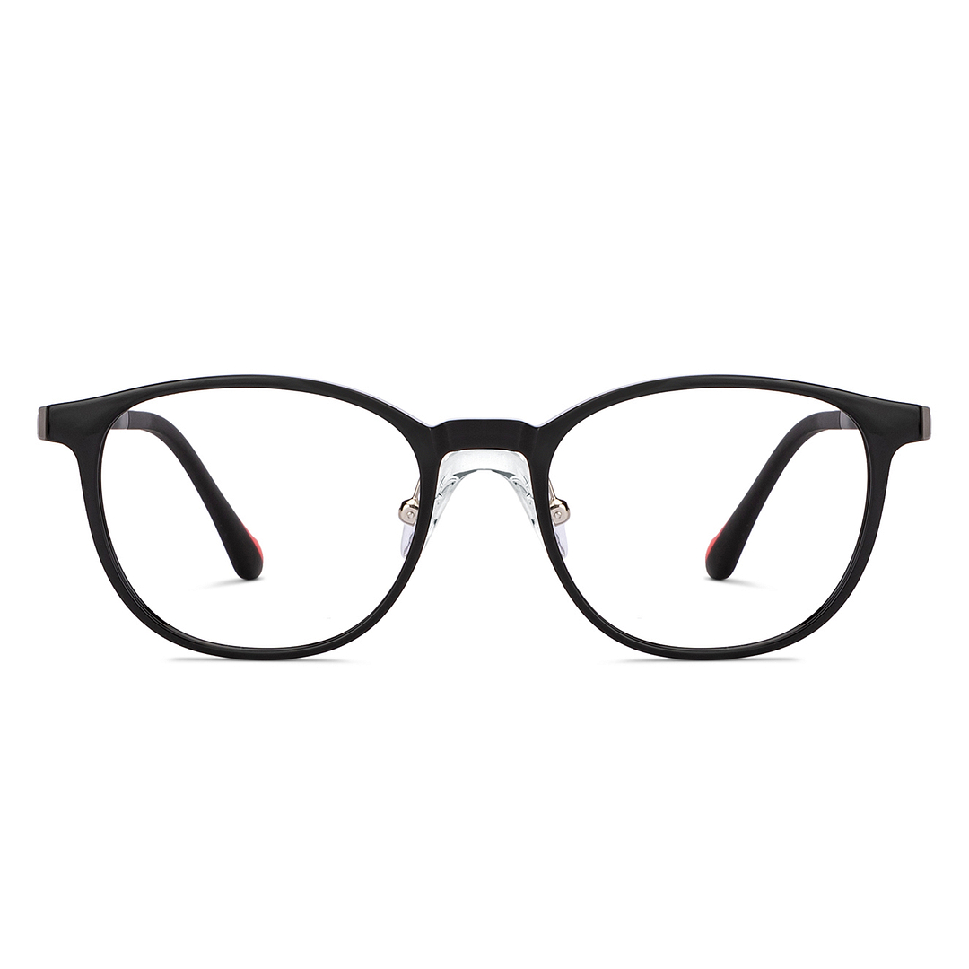 Hooper Screen Glasses Kids Glasses: Black Sky Blue Full Rim Round Kids 8-12 yrs Computer Glasses Digi Hooper HP D10093L-C3 left side