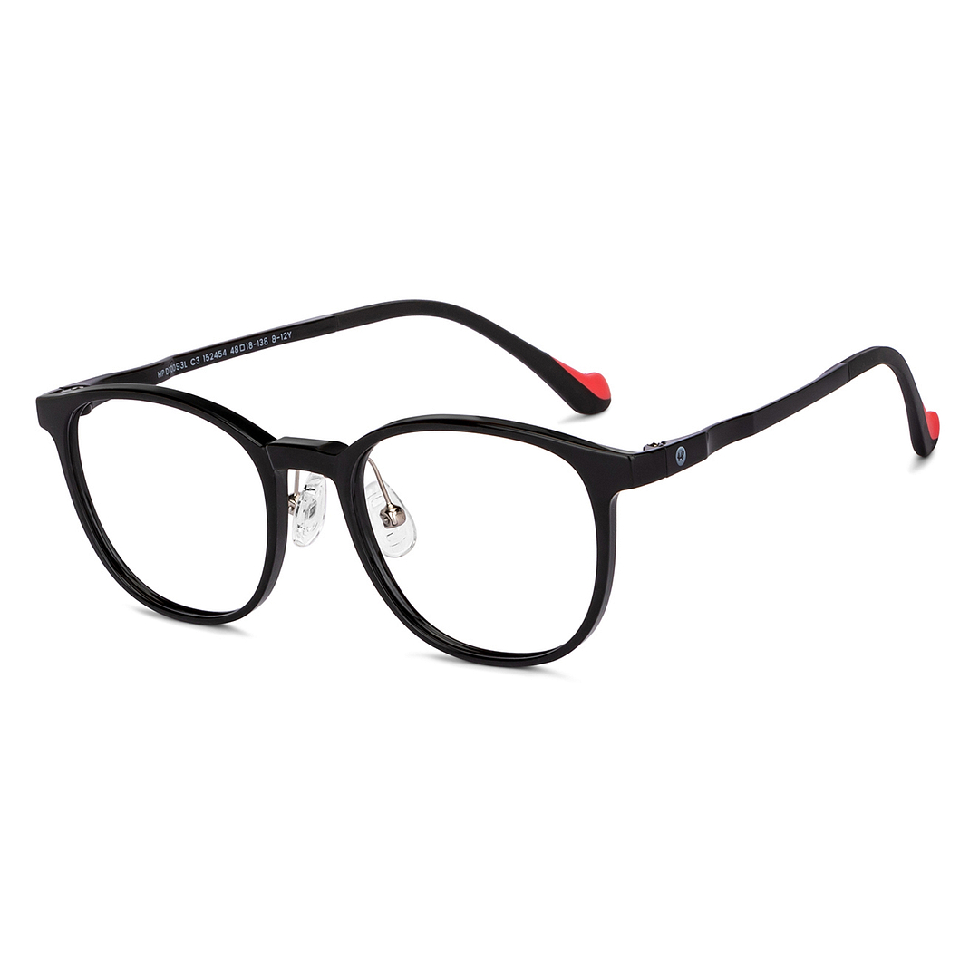 Hooper Screen Glasses Kids Glasses: Black Sky Blue Full Rim Round Kids 8-12 yrs Computer Glasses Digi Hooper HP D10093L-C3 right side
