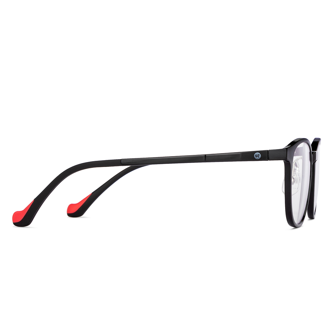 Hooper Screen Glasses Kids Glasses: Black Sky Blue Full Rim Round Kids 8-12 yrs Computer Glasses Digi Hooper HP D10093L-C3 left side