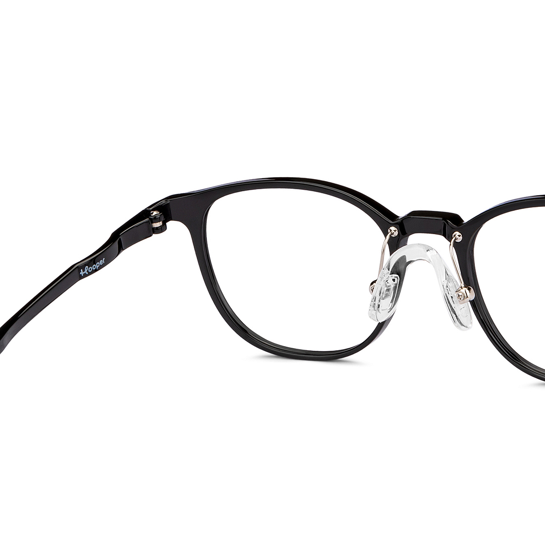 Hooper Screen Glasses Kids Glasses: Black Sky Blue Full Rim Round Kids 8-12 yrs Computer Glasses Digi Hooper HP D10093L-C3 right side