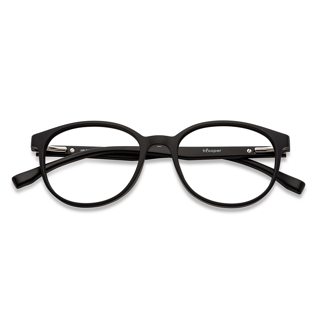 Hooper Screen Glasses Kids Glasses: Black White Pink Full Rim Round Kids 5-8 yrs Computer Glasses Digi Hooper HP D10087M-C3 left side