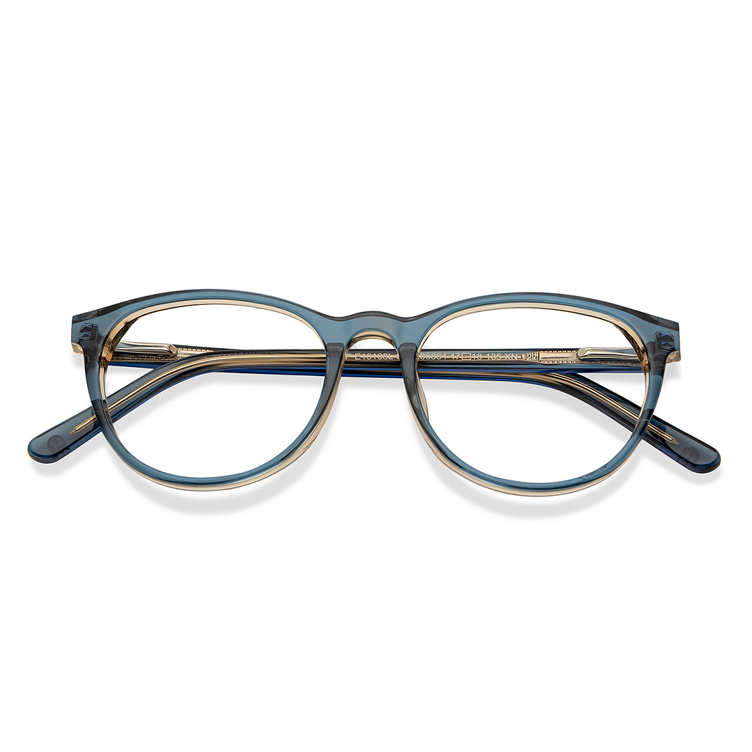 Hooper Blue Transparent Full Rim Round left side