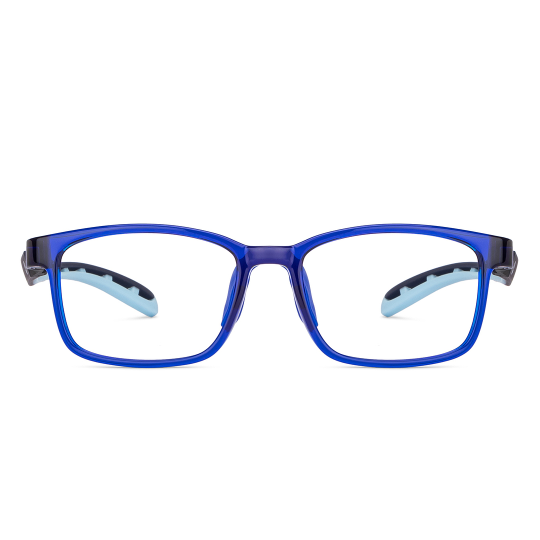 Hooper Screen Glasses Kids Glasses: Blue Green Transparent Full Rim Rectangle Kids 8-12 yrs Computer Glasses Digi Hooper HP D10101M-C2 left side