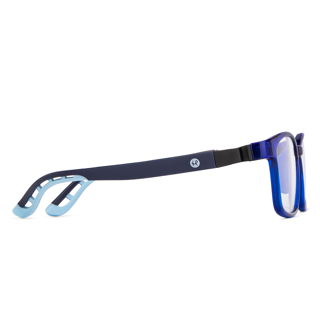 Hooper Screen Glasses Kids Glasses: Blue Green Transparent Full Rim Rectangle Kids 8-12 yrs Computer Glasses Digi Hooper HP D10101M-C2 left side
