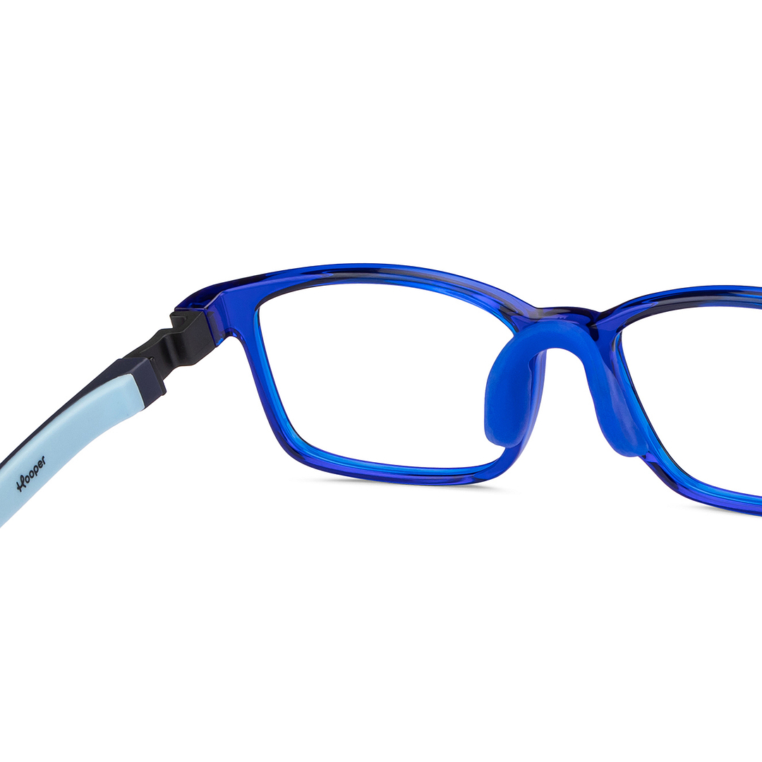 Hooper Screen Glasses Kids Glasses: Blue Green Transparent Full Rim Rectangle Kids 8-12 yrs Computer Glasses Digi Hooper HP D10101M-C2 right side