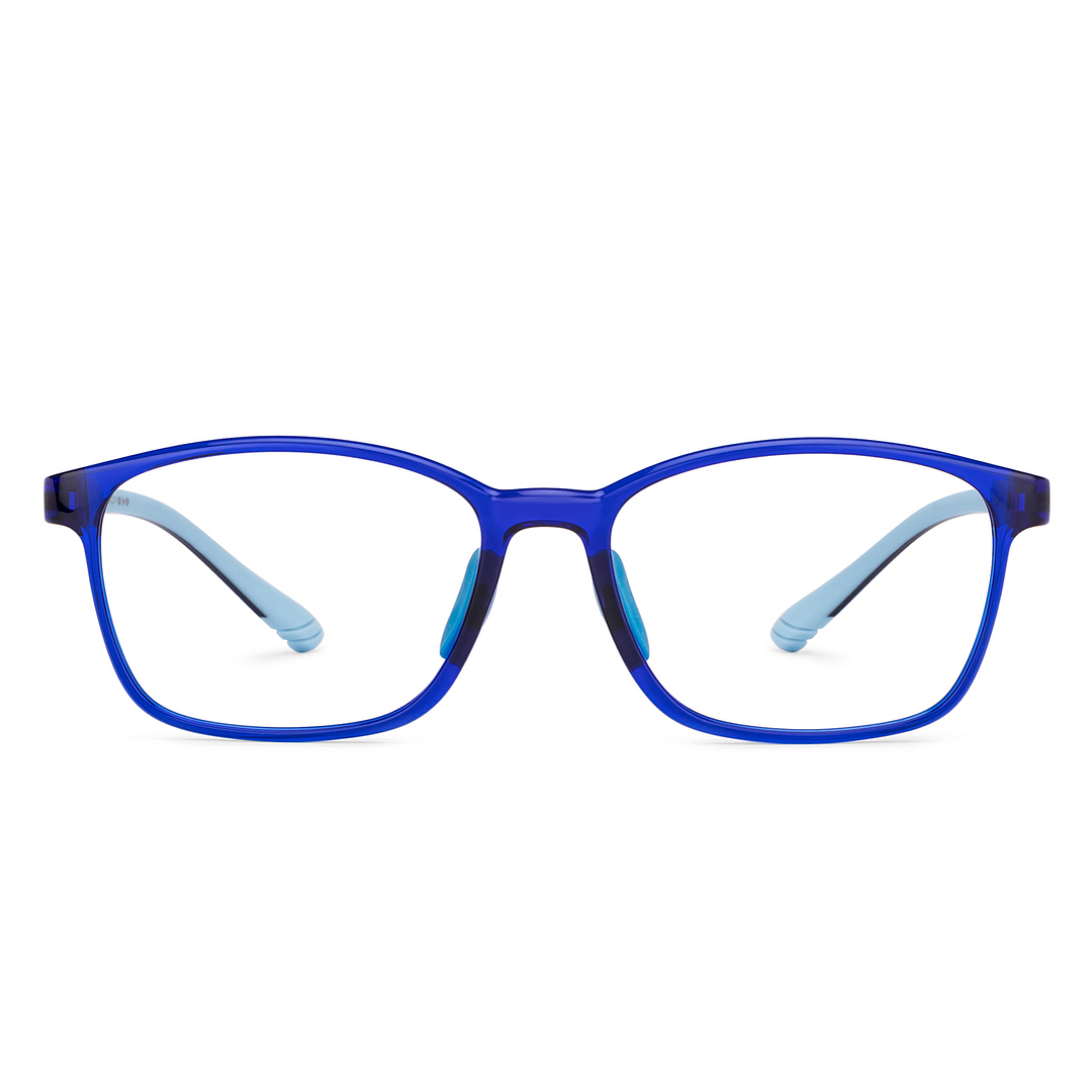 Hooper Screen Glasses Kids Glasses: Blue Green Transparent Full Rim Rectangle Kids 8-12 yrs Computer Glasses Digi Hooper HP D10095L-C2 left side