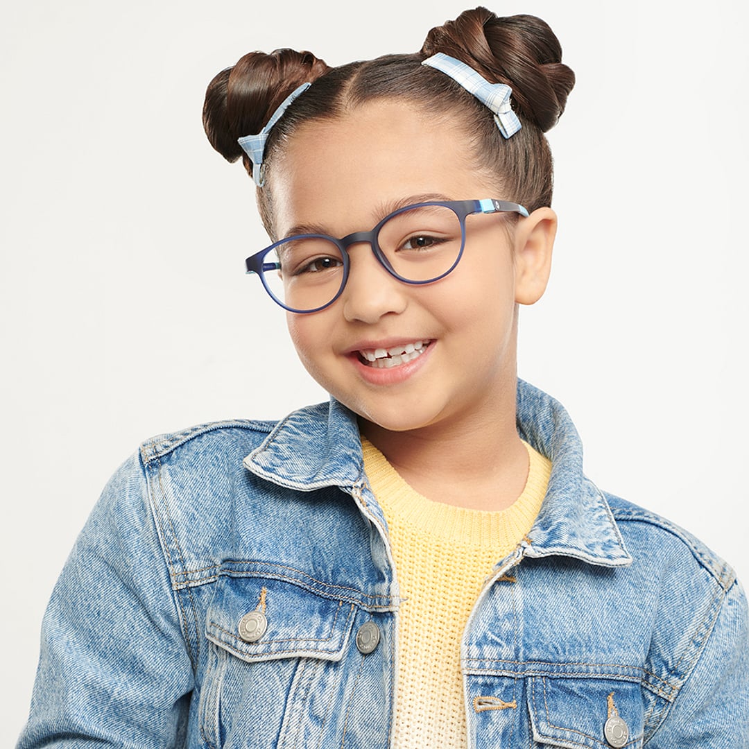 Hooper Screen Glasses Kids Glasses: Blue Sky Blue Full Rim Round Kids 8-12 Yrs Computer Glasses Digi Hooper HP D10003L-C2 right side