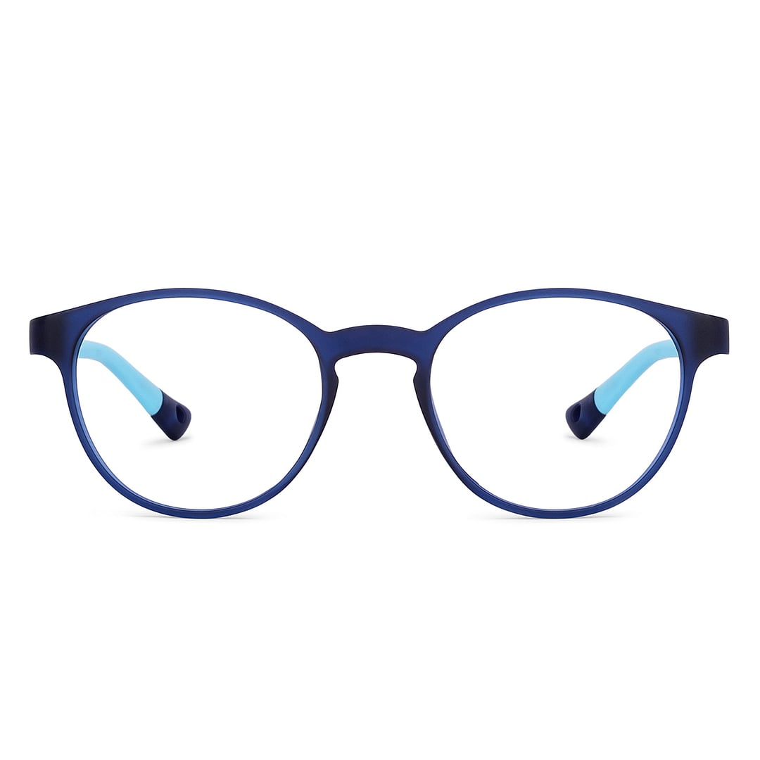 Hooper Screen Glasses Kids Glasses: Blue Sky Blue Full Rim Round Kids 8-12 Yrs Computer Glasses Digi Hooper HP D10003L-C2 left side