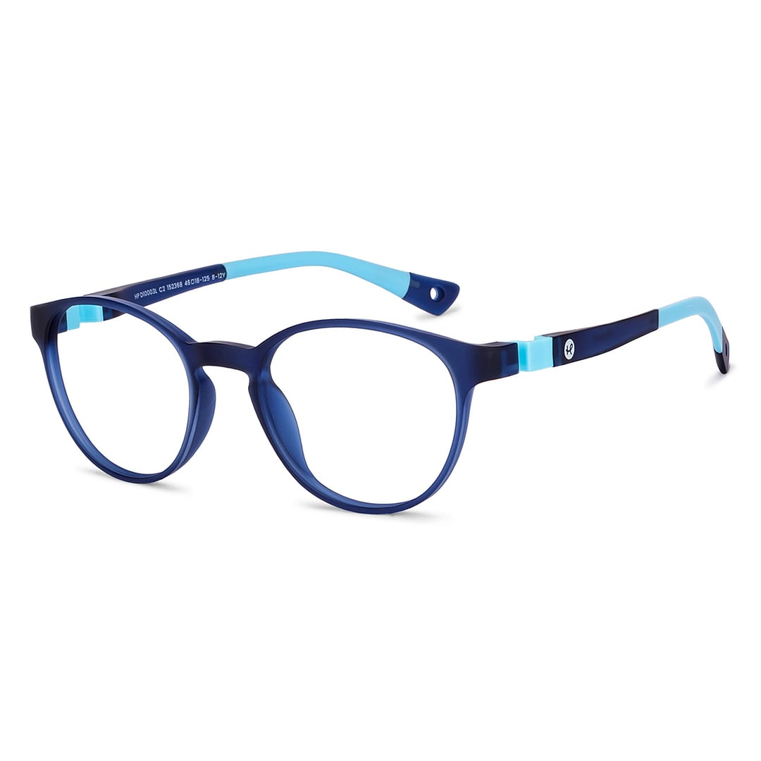 Hooper Screen Glasses Kids Glasses: Blue Sky Blue Full Rim Round Kids 8-12 Yrs Computer Glasses Digi Hooper HP D10003L-C2 right side