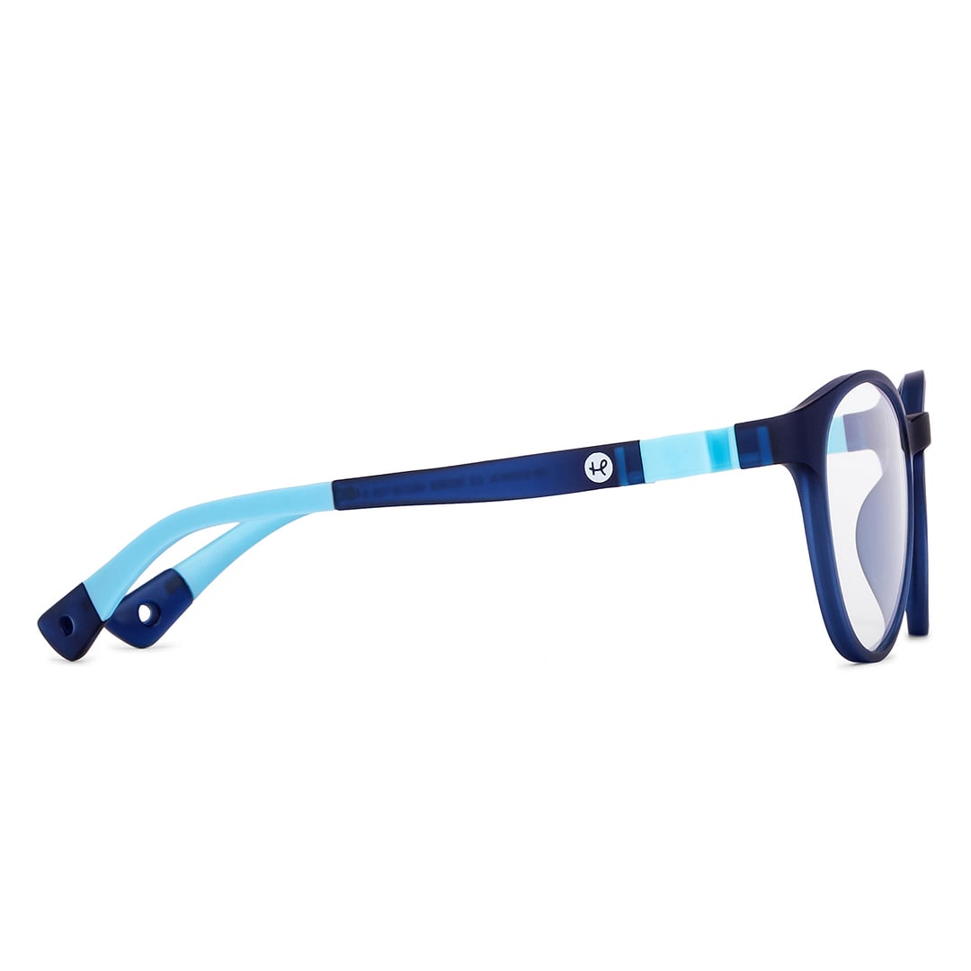 Hooper Screen Glasses Kids Glasses: Blue Sky Blue Full Rim Round Kids 8-12 Yrs Computer Glasses Digi Hooper HP D10003L-C2 left side
