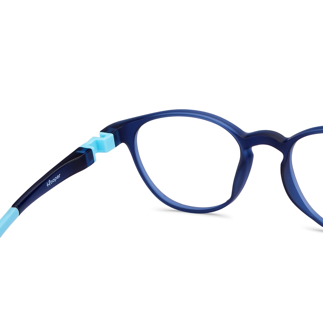 Hooper Screen Glasses Kids Glasses: Blue Sky Blue Full Rim Round Kids 8-12 Yrs Computer Glasses Digi Hooper HP D10003L-C2 right side