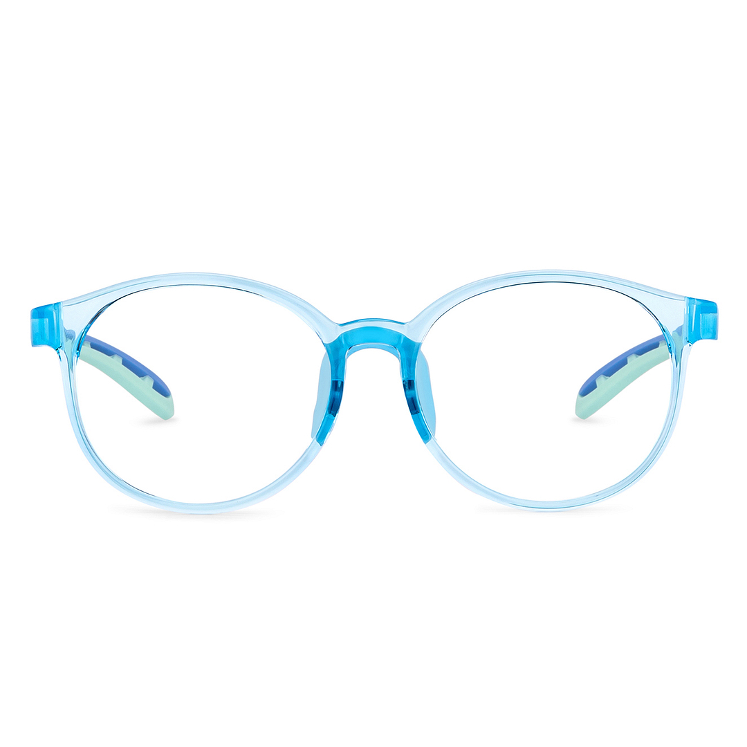 Hooper Screen Glasses Kids Glasses: Blue Transparent Blue Black Full Rim Round Kids 8-12 yrs Computer Glasses Digi Hooper HP D10102L-C1 left side