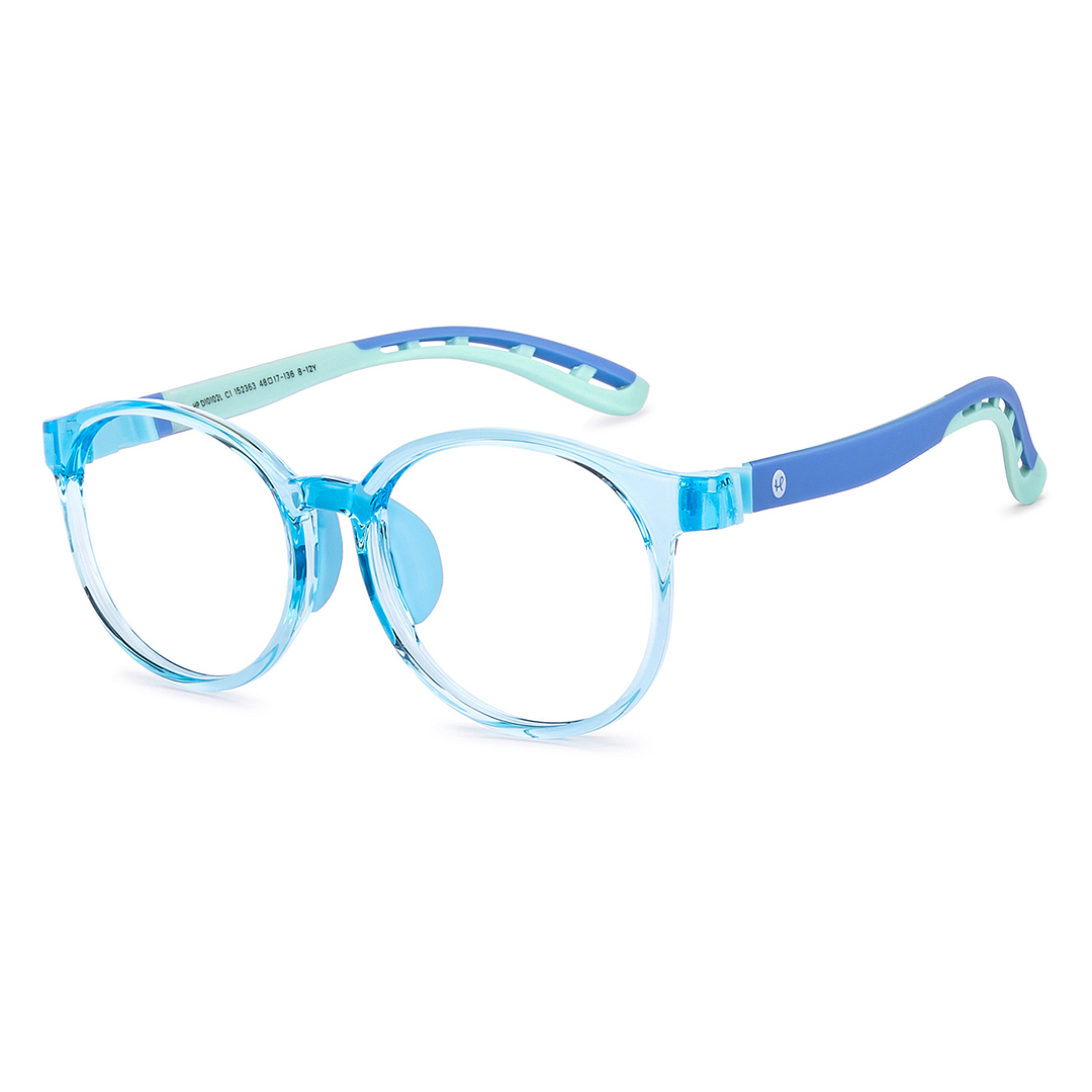 Hooper Screen Glasses Kids Glasses: Blue Transparent Blue Black Full Rim Round Kids 8-12 yrs Computer Glasses Digi Hooper HP D10102L-C1 right side