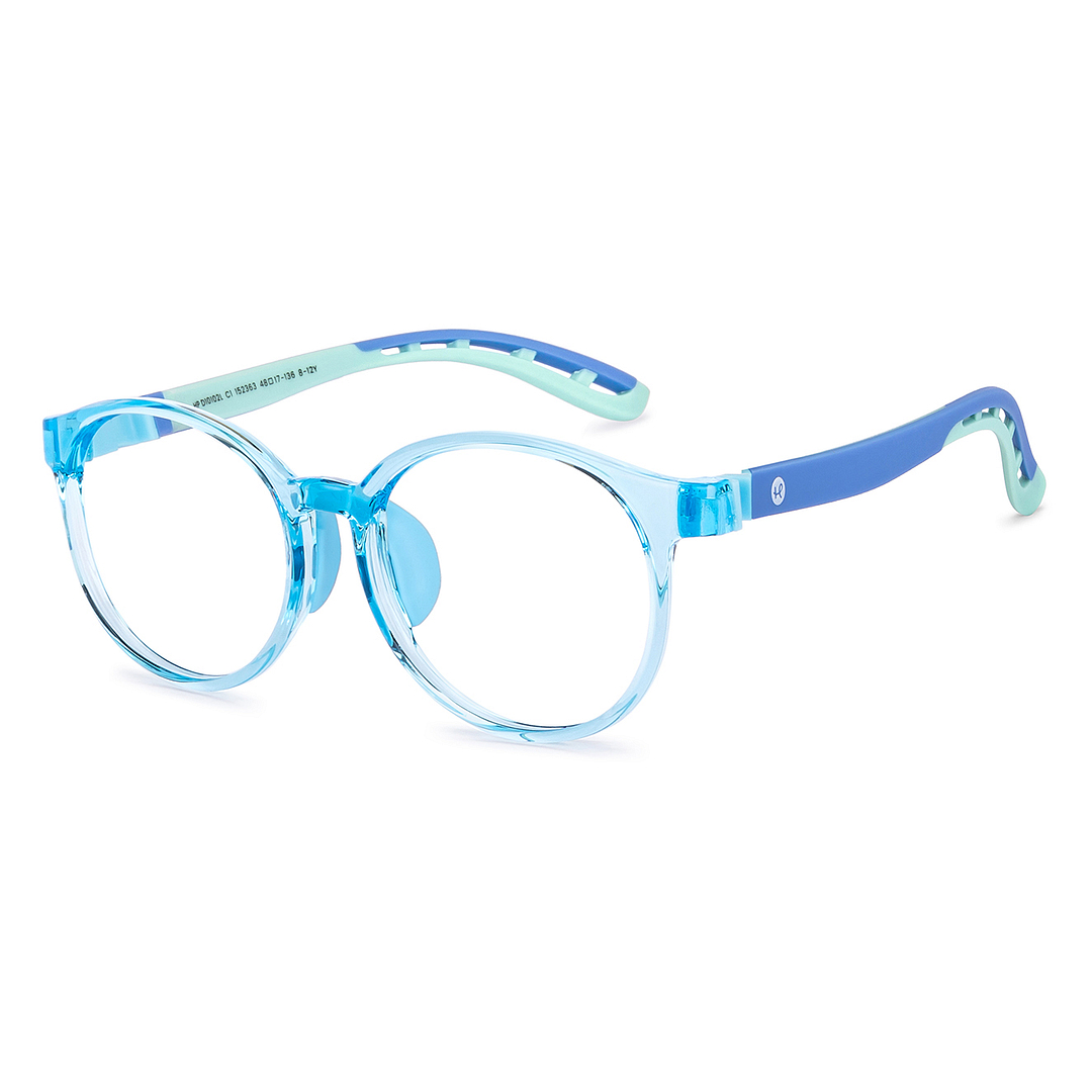 Hooper Screen Glasses Kids Glasses: Blue Transparent Blue Black Full Rim Round Kids 8-12 yrs Computer Glasses Digi Hooper HP D10102L-C1 left side