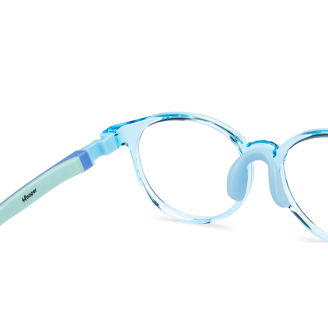 Hooper Screen Glasses Kids Glasses: Blue Transparent Blue Black Full Rim Round Kids 8-12 yrs Computer Glasses Digi Hooper HP D10102L-C1 right side