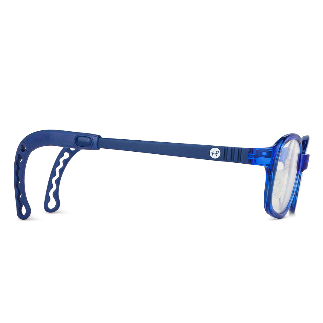 Hooper Screen Glasses Kids Glasses: Blue Transparent Full Rim Rectangle Kids 5-8 Yrs Hooper Digi Hooper HP D10064M-C2 left side