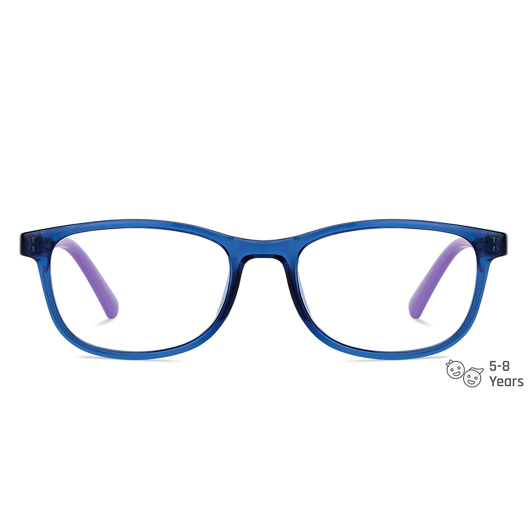 Hooper Screen Glasses Blue Block Phone  Computer Glasses: Blue Transparent Purple Full Rim Rectangle Kids 5-8 yrs Hooper HP D10016M-C2 left side
