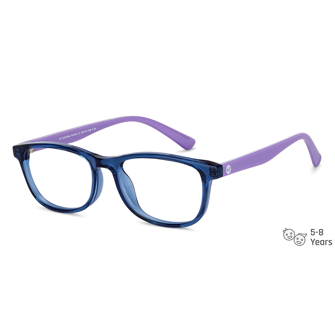 Hooper Screen Glasses Blue Block Phone  Computer Glasses: Blue Transparent Purple Full Rim Rectangle Kids 5-8 yrs Hooper HP D10016M-C2 right side