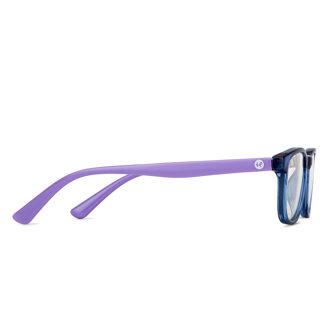 Hooper Screen Glasses Blue Block Phone  Computer Glasses: Blue Transparent Purple Full Rim Rectangle Kids 5-8 yrs Hooper HP D10016M-C2 left side