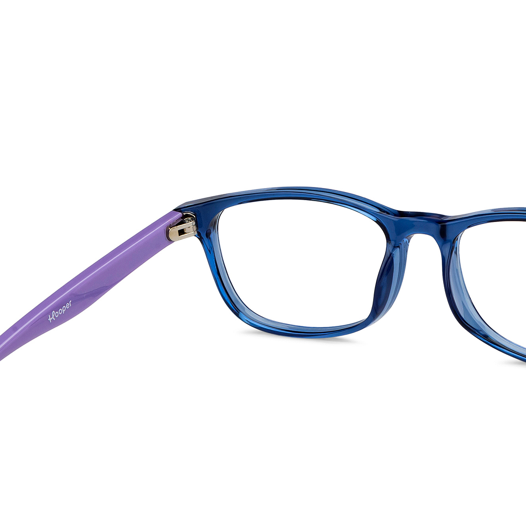 Hooper Screen Glasses Blue Block Phone  Computer Glasses: Blue Transparent Purple Full Rim Rectangle Kids 5-8 yrs Hooper HP D10016M-C2 right side