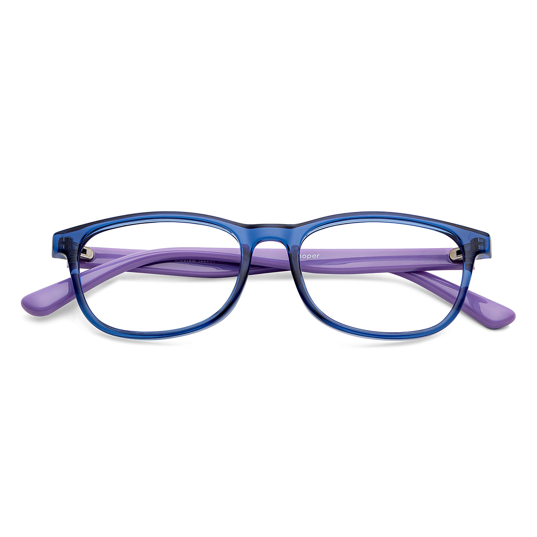 Hooper Screen Glasses Blue Block Phone  Computer Glasses: Blue Transparent Purple Full Rim Rectangle Kids 5-8 yrs Hooper HP D10016M-C2 left side