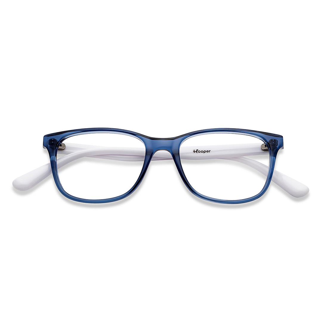 Hooper Screen Glasses Blue Block Phone  Computer Glasses: Blue Transparent White Full Rim Rectangle Kids 2-5 yrs Hooper Digi Hooper HP D10014M-C2 left side