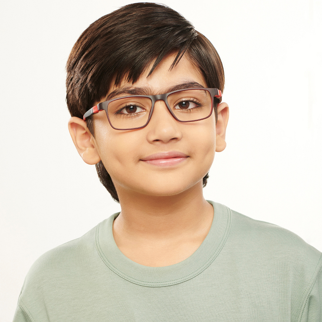 Hooper Screen Glasses Kids Glasses: Dark Maroon Red Black Full Rim Rectangle Kids 5-8 yrs Hooper Digi Hooper HP D10006L-C1 right side