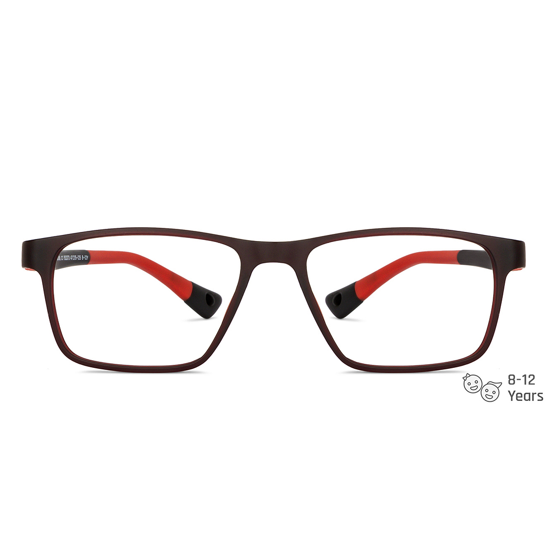 Hooper Screen Glasses Kids Glasses: Dark Maroon Red Black Full Rim Rectangle Kids 5-8 yrs Hooper Digi Hooper HP D10006L-C1 left side