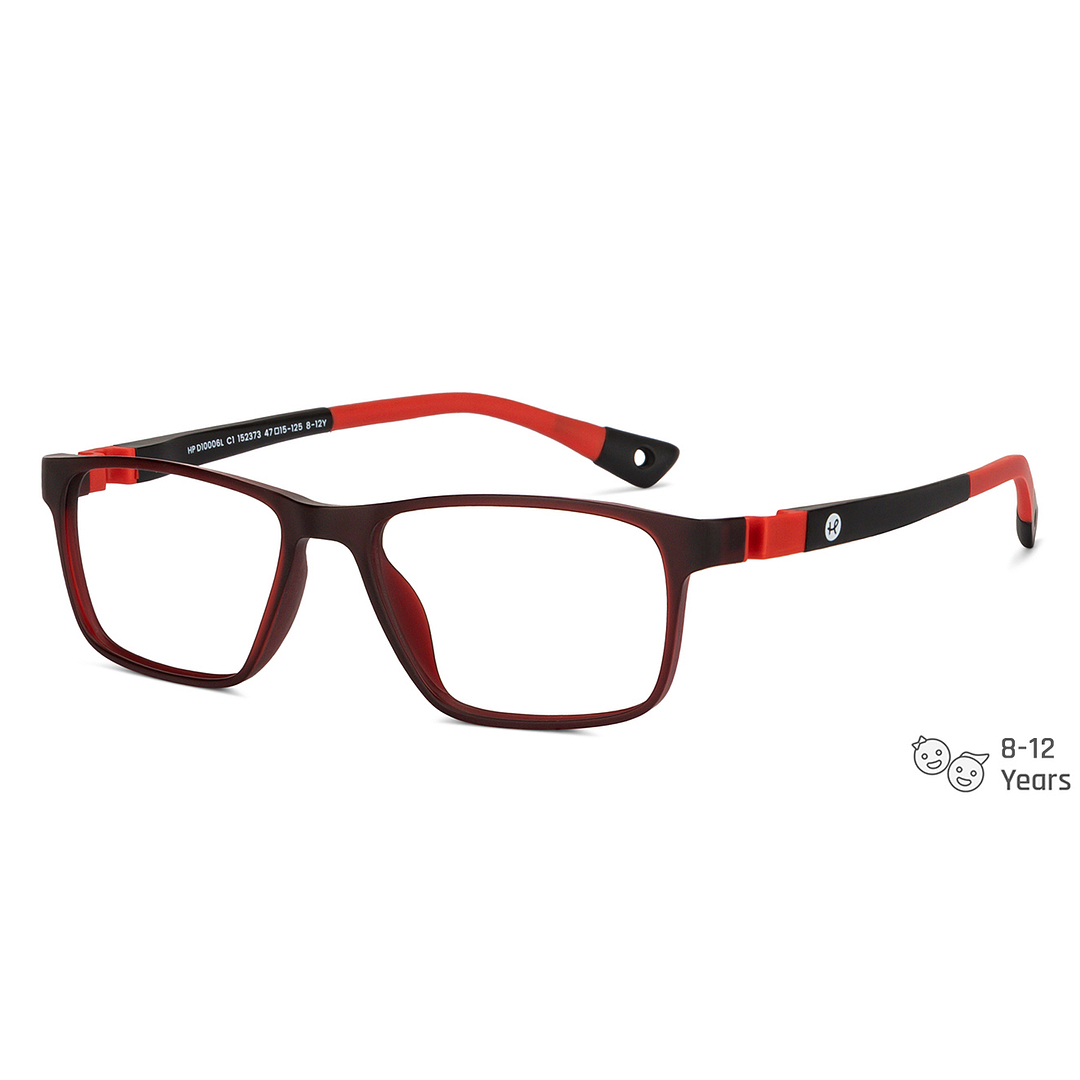 Hooper Screen Glasses Kids Glasses: Dark Maroon Red Black Full Rim Rectangle Kids 5-8 yrs Hooper Digi Hooper HP D10006L-C1 right side