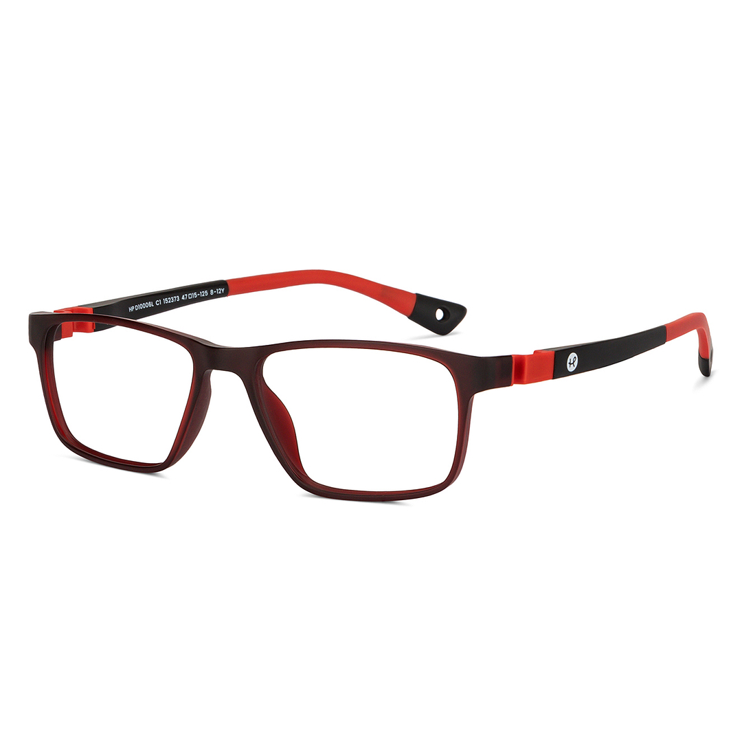 Hooper Screen Glasses Kids Glasses: Dark Maroon Red Black Full Rim Rectangle Kids 5-8 yrs Hooper Digi Hooper HP D10006L-C1 left side