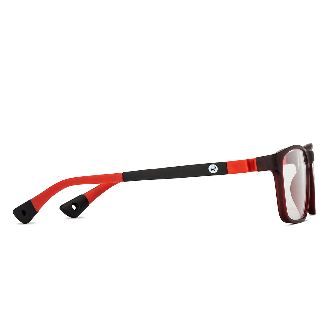 Hooper Screen Glasses Kids Glasses: Dark Maroon Red Black Full Rim Rectangle Kids 5-8 yrs Hooper Digi Hooper HP D10006L-C1 left side