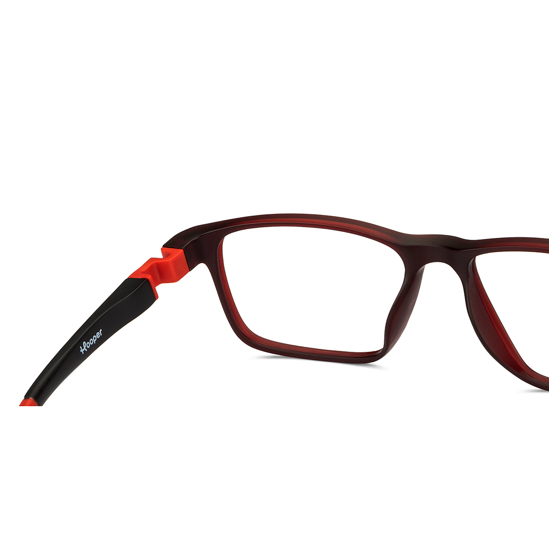Hooper Screen Glasses Kids Glasses: Dark Maroon Red Black Full Rim Rectangle Kids 5-8 yrs Hooper Digi Hooper HP D10006L-C1 right side
