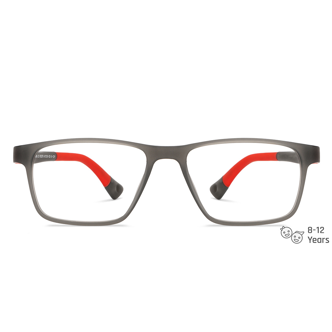 Hooper Screen Glasses Kids Glasses: Grey Red Full Rim Rectangle Kids 5-8 yrs Hooper Digi Hooper HP D10006L-C3 left side