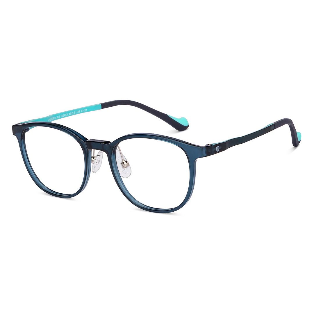 Hooper Screen Glasses Kids Glasses: Green Black Full Rim Round Kids 8-12 yrs Computer Glasses Digi Hooper HP D10093L-C2 right side