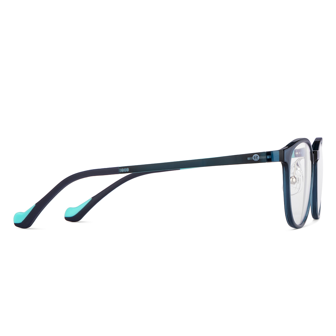 Hooper Screen Glasses Kids Glasses: Green Black Full Rim Round Kids 8-12 yrs Computer Glasses Digi Hooper HP D10093L-C2 left side