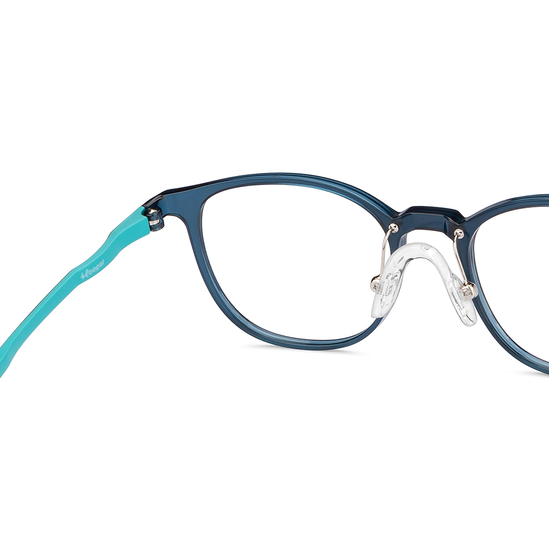 Hooper Screen Glasses Kids Glasses: Green Black Full Rim Round Kids 8-12 yrs Computer Glasses Digi Hooper HP D10093L-C2 right side