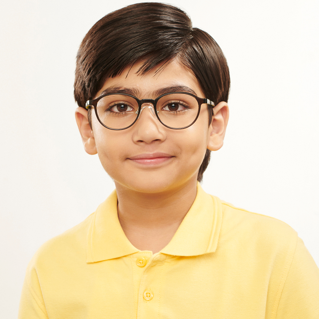 Hooper Screen Glasses Kids Glasses: Green Black Green Full Rim Round Kids 8-12 Yrs Computer Glasses Digi Hooper HP D10094L-C2 left side
