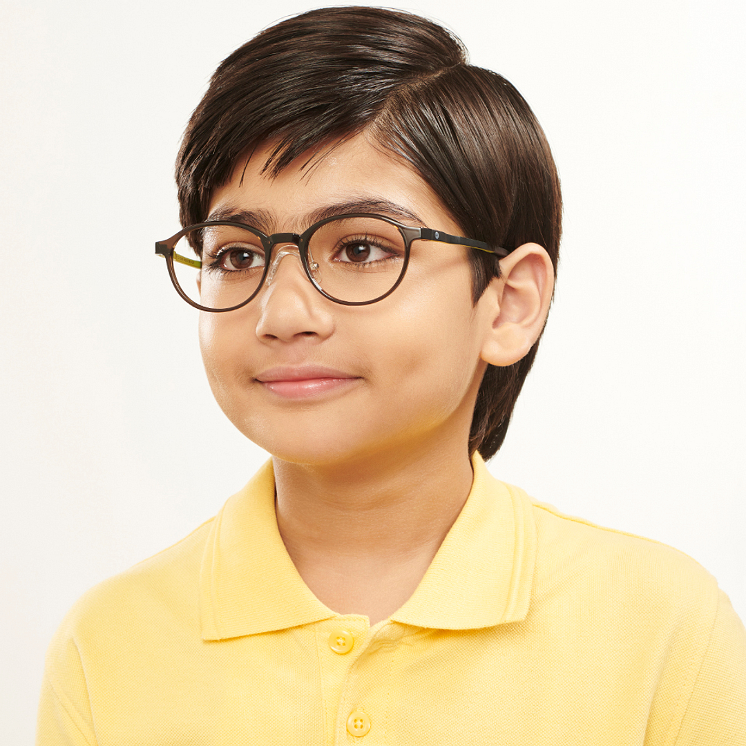 Hooper Screen Glasses Kids Glasses: Green Black Green Full Rim Round Kids 8-12 Yrs Computer Glasses Digi Hooper HP D10094L-C2 right side