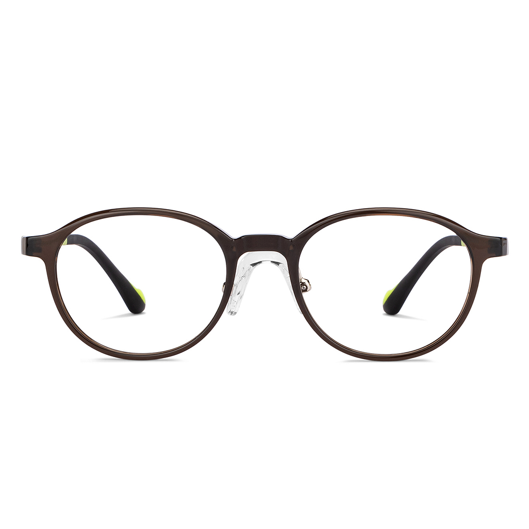 Hooper Screen Glasses Kids Glasses: Green Black Green Full Rim Round Kids 8-12 Yrs Computer Glasses Digi Hooper HP D10094L-C2 left side