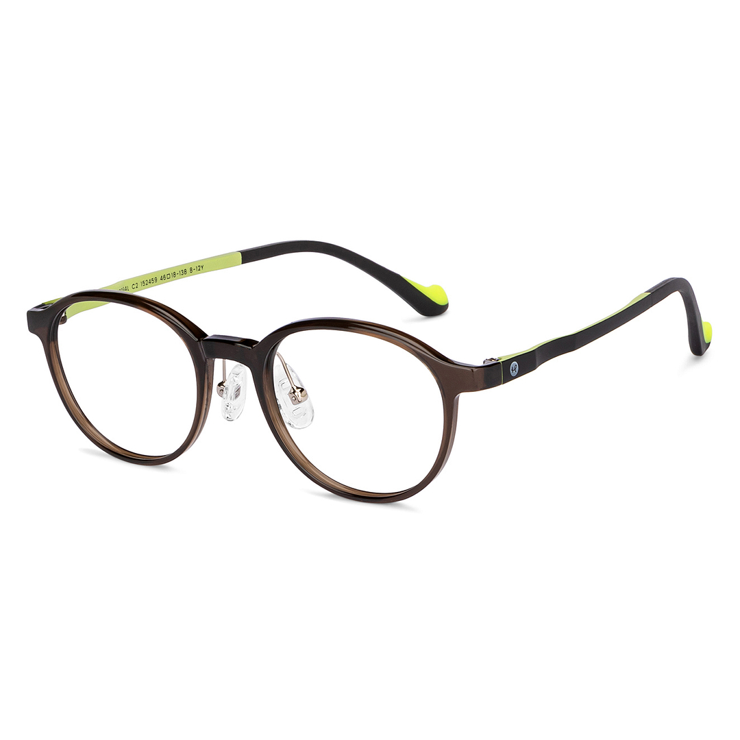 Hooper Screen Glasses Kids Glasses: Green Black Green Full Rim Round Kids 8-12 Yrs Computer Glasses Digi Hooper HP D10094L-C2 right side