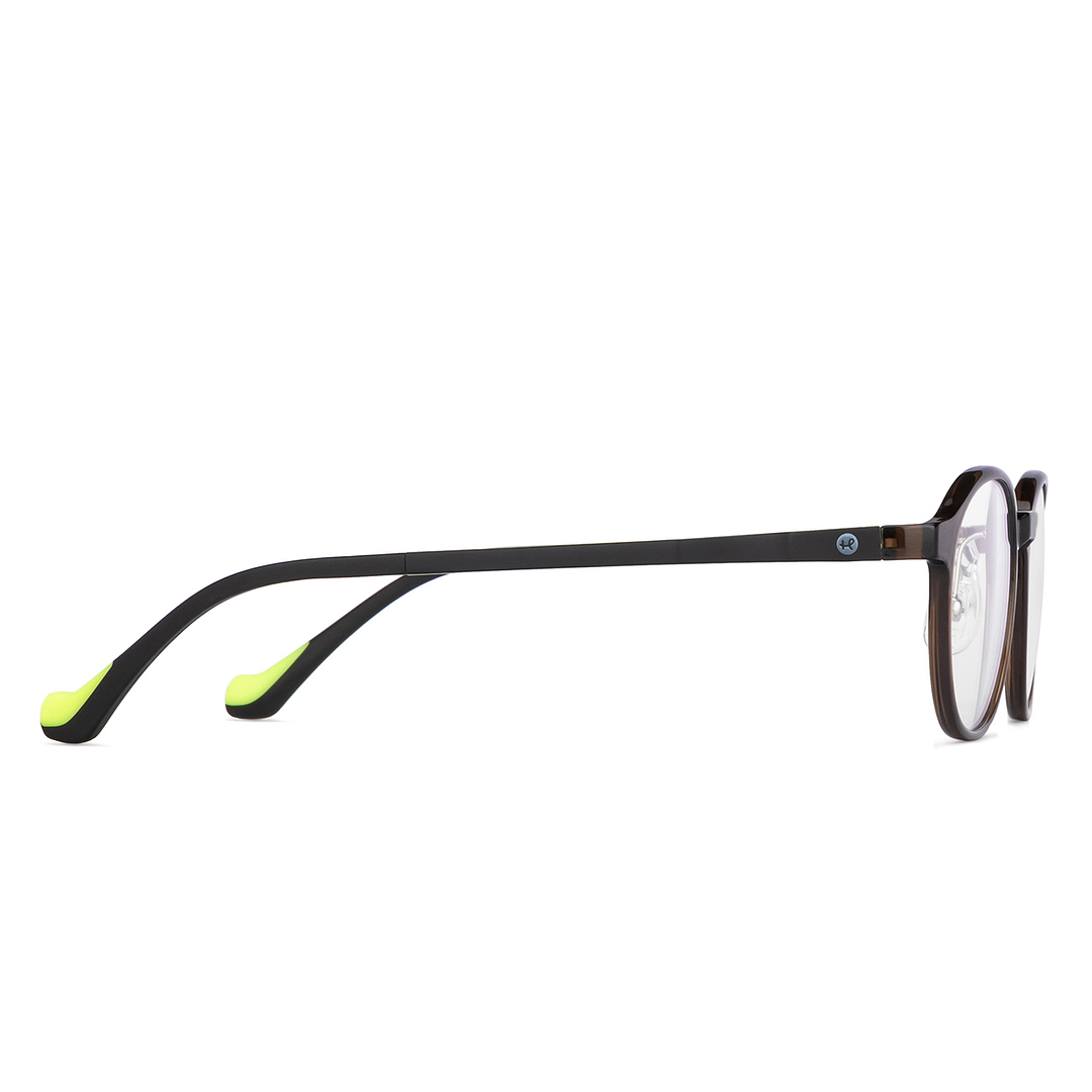 Hooper Screen Glasses Kids Glasses: Green Black Green Full Rim Round Kids 8-12 Yrs Computer Glasses Digi Hooper HP D10094L-C2 left side