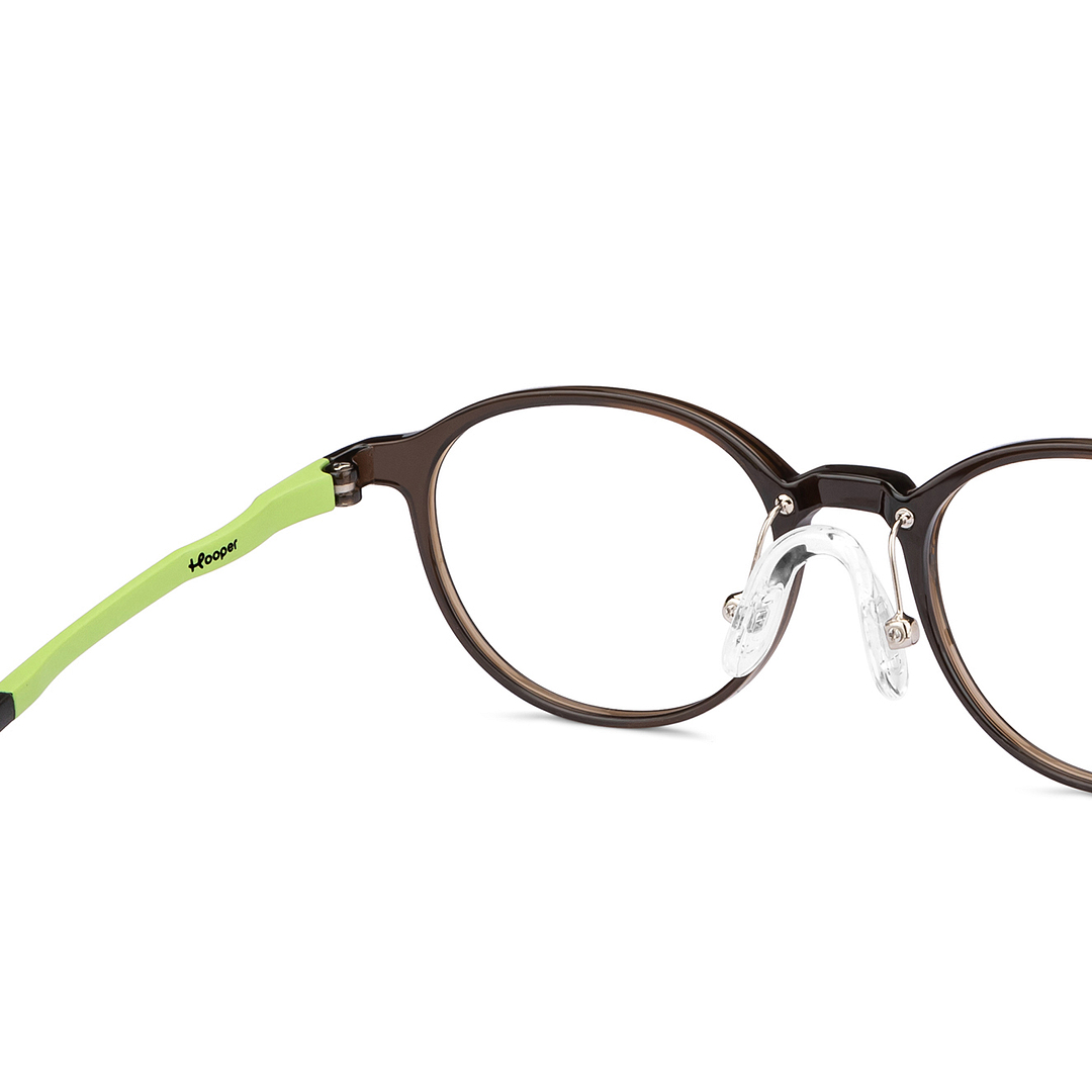 Hooper Screen Glasses Kids Glasses: Green Black Green Full Rim Round Kids 8-12 Yrs Computer Glasses Digi Hooper HP D10094L-C2 right side