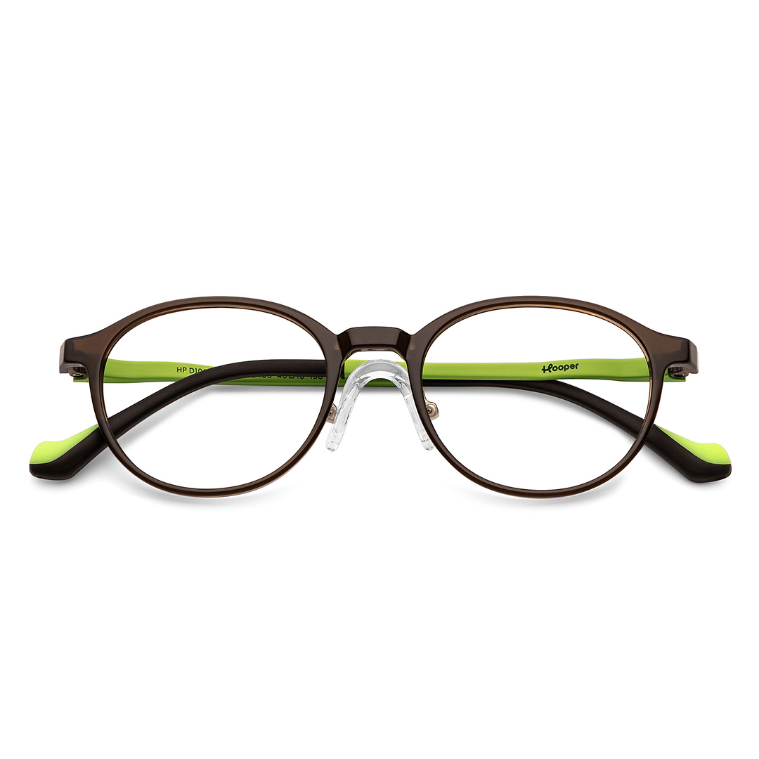Hooper Screen Glasses Kids Glasses: Green Black Green Full Rim Round Kids 8-12 Yrs Computer Glasses Digi Hooper HP D10094L-C2 left side
