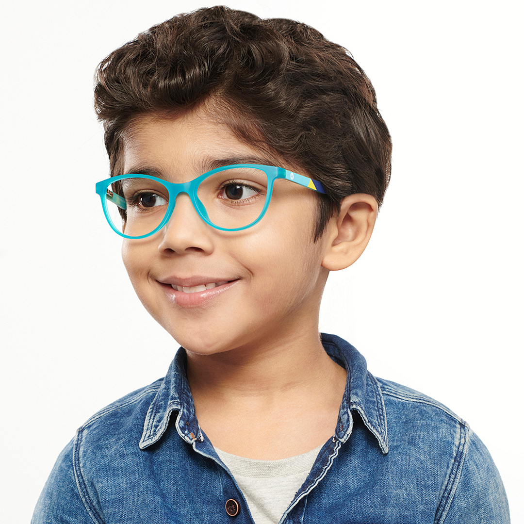 Hooper Screen Glasses Kids Glasses: Green Blue Full Rim Cat Eye Kids 5-8 Yrs Hooper Digi Hooper HP D10090M-C3 left side