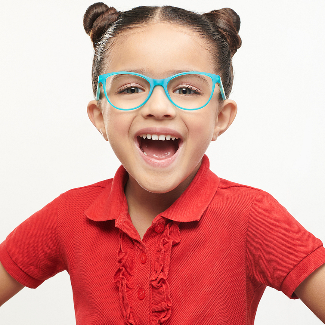 Hooper Screen Glasses Kids Glasses: Green Blue Full Rim Cat Eye Kids 5-8 Yrs Hooper Digi Hooper HP D10090M-C3 left side