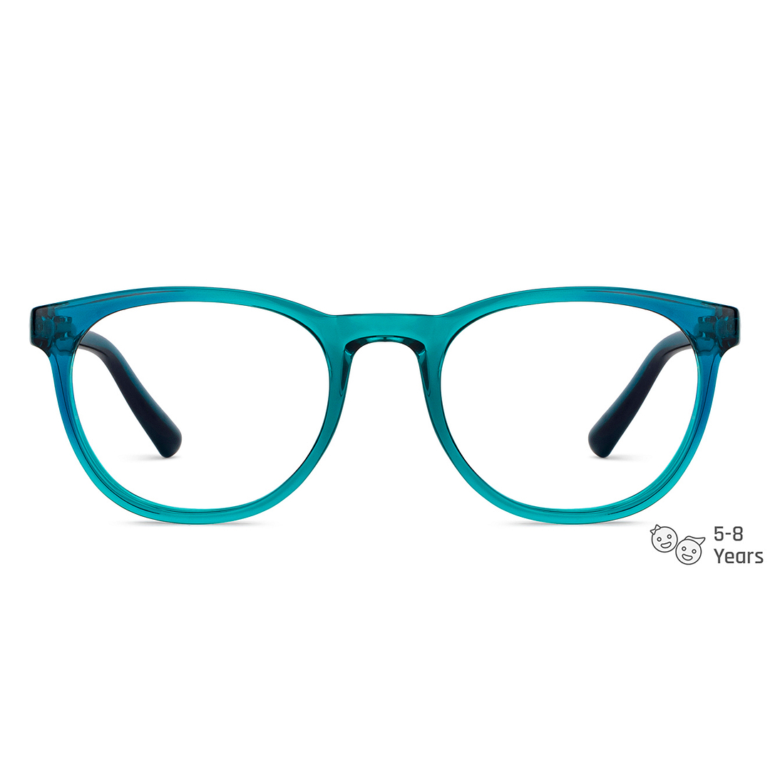 Hooper Screen Glasses Blue Block Phone  Computer Glasses: Green Transparent Blue Full Rim Round Kids 5-8 yrs Hooper HP D10015M-C3 left side