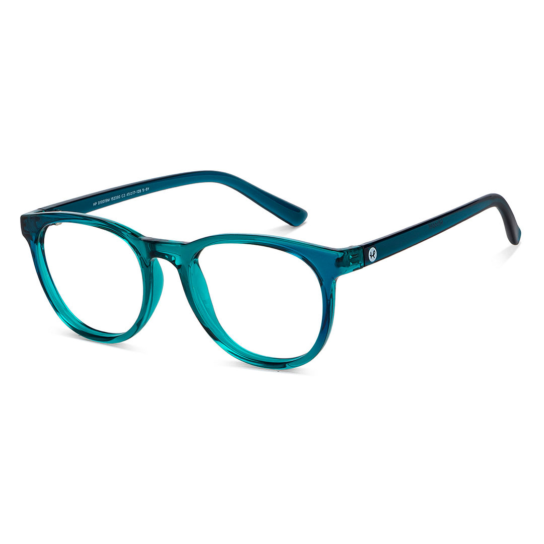 Hooper Screen Glasses Blue Block Phone  Computer Glasses: Green Transparent Blue Full Rim Round Kids 5-8 yrs Hooper HP D10015M-C3 right side
