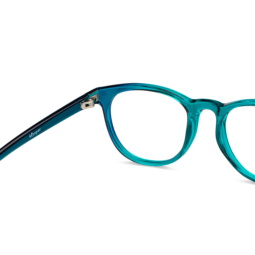 Hooper Screen Glasses Blue Block Phone  Computer Glasses: Green Transparent Blue Full Rim Round Kids 5-8 yrs Hooper HP D10015M-C3 right side