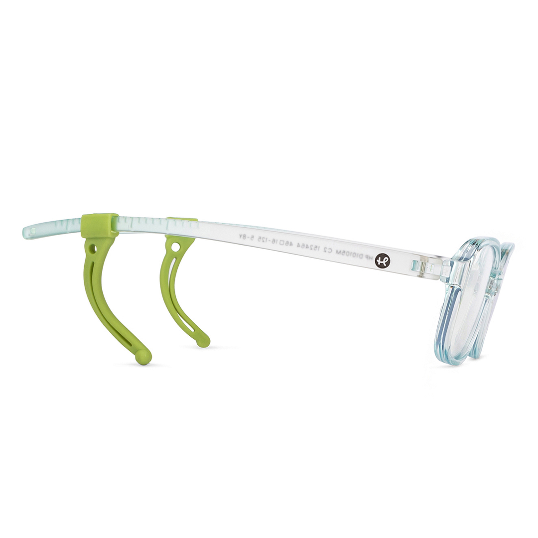 Hooper Screen Glasses Kids Glasses: Green Transparent Full Rim Rectangle Kids 5-8 Yrs Computer Glasses Digi Hooper HP D10105M-C2 left side