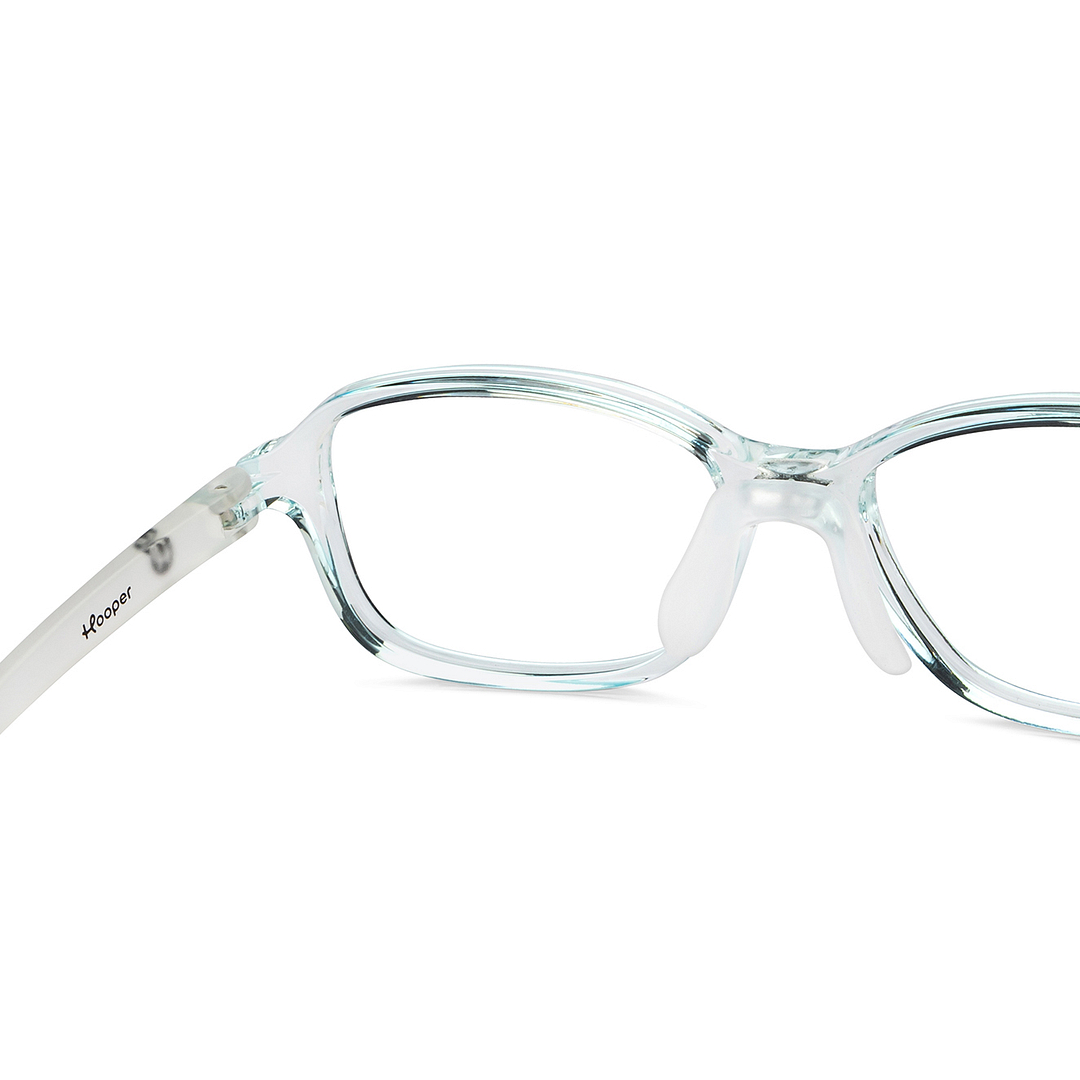 Hooper Screen Glasses Kids Glasses: Green Transparent Full Rim Rectangle Kids 5-8 Yrs Computer Glasses Digi Hooper HP D10105M-C2 right side